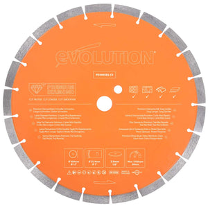 Disc Premium diamantat segmentat multifunctional, pentru masinile de taiat Evolution 300mm, Ø300 x 25.4 mm