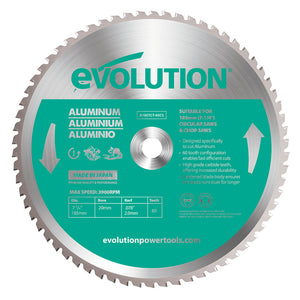 Panza circular pentru taiat aluminiu, pentru fierastraie circulare Evolution 185mm, Ø185 x 20 mm, 60 de dinti TCT