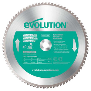 Panza circular pentru taiat aluminiu, pentru fierastraie circulare stationare Evolution 255mm, Ø255 x 25.4 mm, 80 de dinti TCT